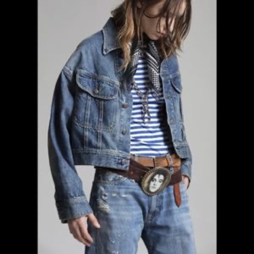 R13 Mia Trucker Cropped Denim Jacket